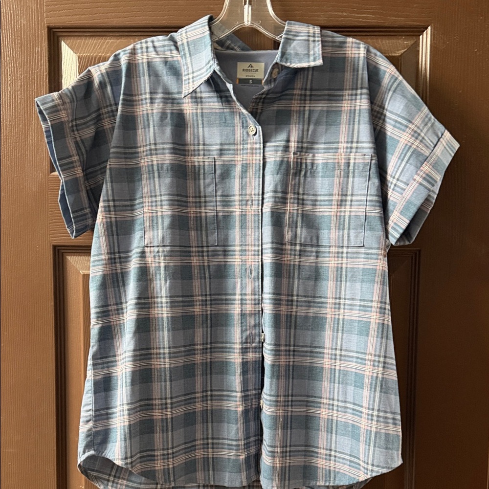 Plaid Button Down Shirt - Blue and Pink